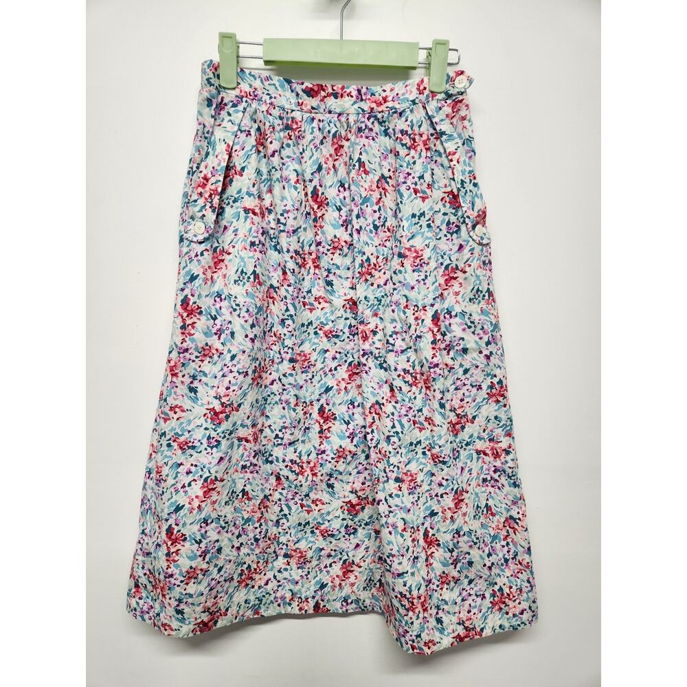 Vintage Hunter Sportswear Women's Cotton A-Line Floral Midi Skirt, Size10, Multi